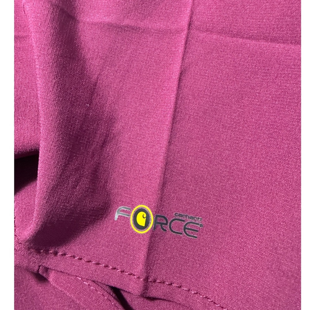 Carhartt Force Cross-Flex V-Neck Scrub Top Wine Purple C12110 Womens Medium - Picture 4 of 7